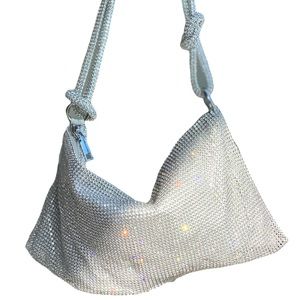 Silver Crystal Mesh Sparkly Shoulder Bag
